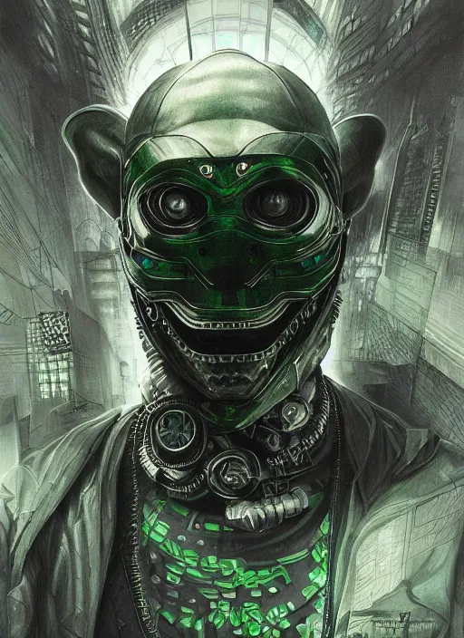 Image similar to cyberpunk turtle downtown tokyo mf doom reptile eyes, green and gray skin. intricate, elegant, highly detailed, centered, digital painting, artstation, concept art, smooth, sharp focus, illustration, artgerm, tomasz alen kopera, peter mohrbacher, donato giancola, joseph christian leyendecker, wlop, frank frazetta