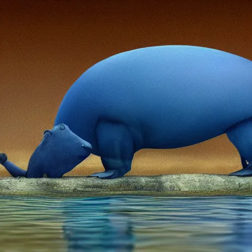 Prompt: capybara and blue whale morphed together, half blue whale half capybara, real photo, highly detailed