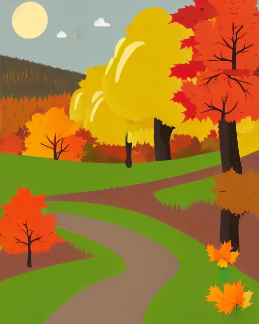 Image similar to autumn hillside boy hiking illustration light color