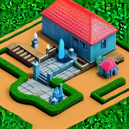 Prompt: Isometric 3D Fantasy Cute House, very realistic, no background, 3D character, very colourful, cinematic lighting, CGI render, trending on Behance