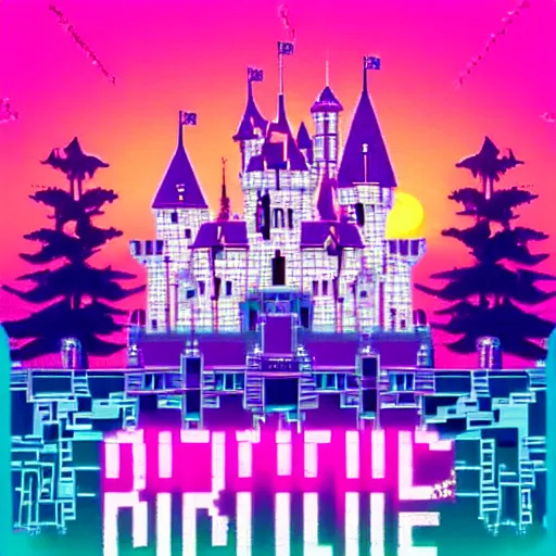 Image similar to Retrowave castle