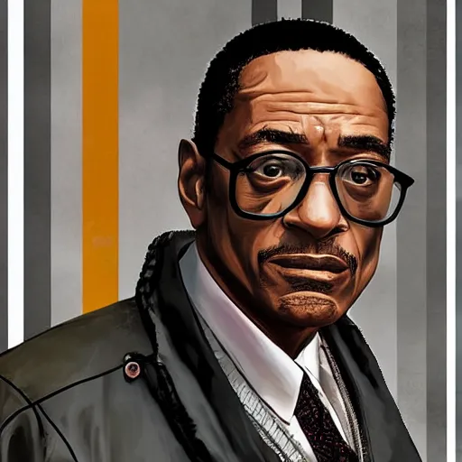 Prompt: Giancarlo Esposito aka Gus Fring from Better Call Saul as a GTA character portrait, Grand Theft Auto, GTA cover art