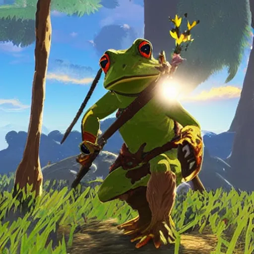 Image similar to a warrior frog in breath of the wild