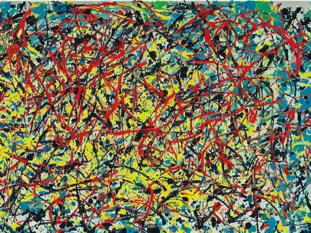 Prompt: A Jackson Pollock painting painted by Dr Suess