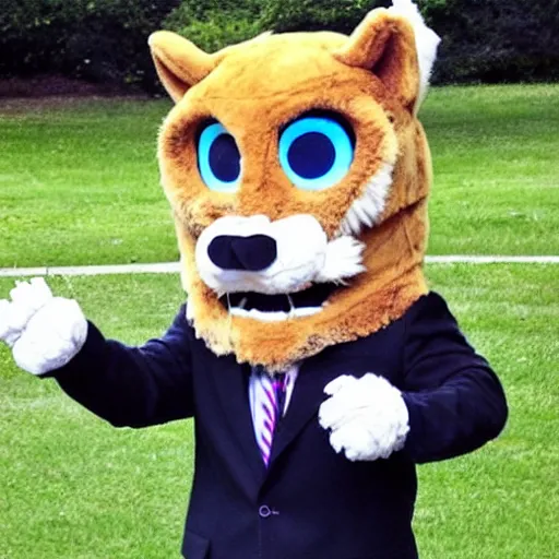 Image similar to Ben Shapiro wearing a fursuit at a furry convention