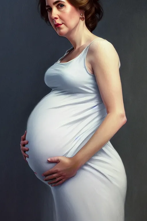 Prompt: very pregnant adam schiff in a thin white dress, realistic portrait, symmetrical, highly detailed, digital painting, artstation, concept art, smooth, sharp focus, illustration, cinematic lighting, art by artgerm and greg rutkowski and alphonse mucha