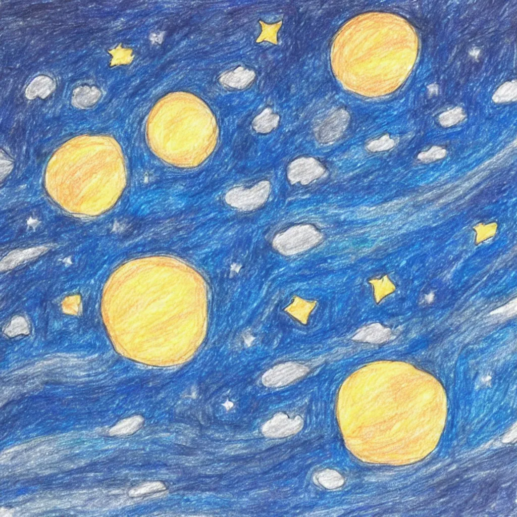 Image similar to a child’s drawing of the night sky