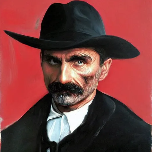 Prompt: Daniel Plainview in There Will be Blood painting by Caravaggio. High quality.