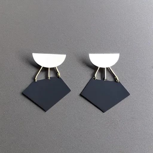 Image similar to “minimalistic beautiful surprising unusual abstract asymmetric earring design”