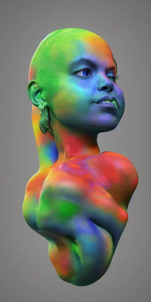 Prompt: 3 d sculpture of color, consciousness, and the dazzling universe of tetrachromacy, ambient occlusion, vray render,