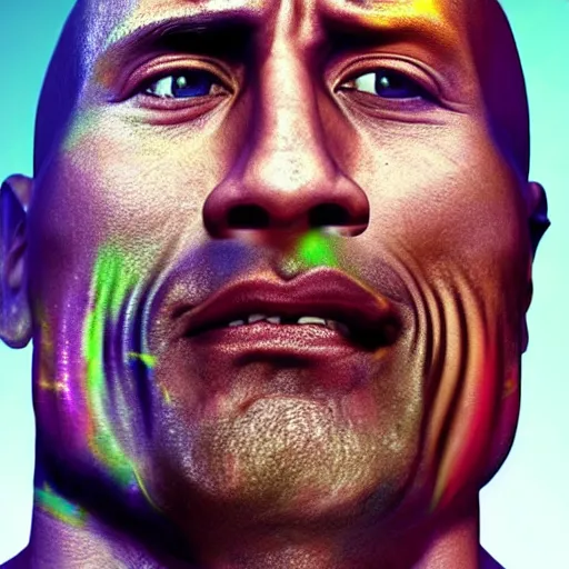 Image similar to dwayne johnson face that created from colorful marbles