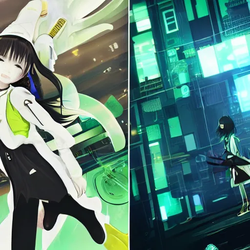 Prompt: Frequency indie album cover, luxury advertisement, white and lime colors. highly detailed post-cyberpunk sci-fi close-up schoolgirl in asian city in style of cytus and deemo, mysterious vibes, by Ilya Kuvshinov, by Greg Tocchini, nier:automata, set in half-life 2, beautiful with eerie vibes, very inspirational, very stylish, with gradients, surrealistic, postapocalyptic vibes, depth of filed, mist, rich cinematic atmosphere, perfect digital art, mystical journey in strange world, beautiful dramatic dark moody tones and studio lighting, shadows, bastion game, arthouse