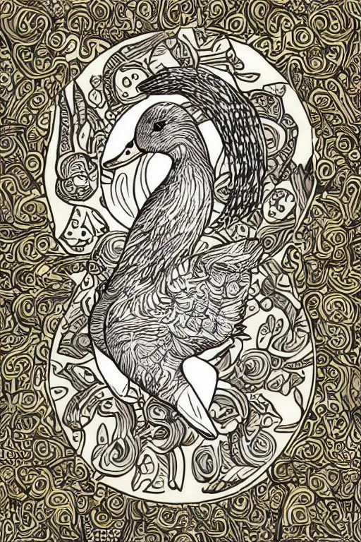 Image similar to a sticker illustration of a duck goddess, highly detailed, elegant, intricate