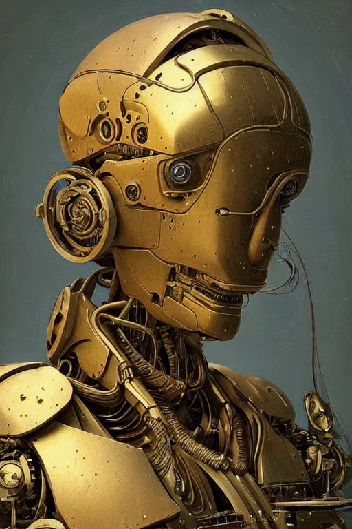 Prompt: beautiful portrait of a very old robot, intricate, dystopian toy, sci - fi, extremely detailed, digital painting, sculpted in zbrush, artstation, concept art, smooth, sharp focus, illustration, chiaroscuro lighting, golden hour, golden ratio, rule of thirds, incredible art by artgerm greg rutkowski alphonse mucha simon stalenhag