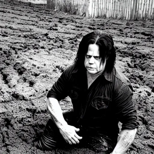 Image similar to glenn danzig playing in mud,