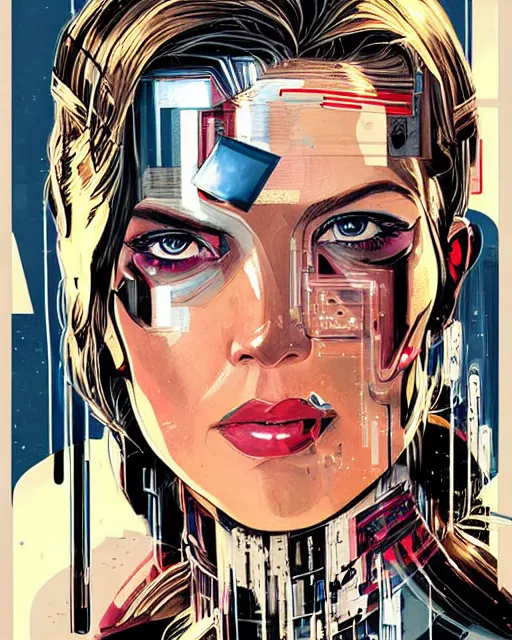 Image similar to portrait of an android, by DC comics and Sandra Chevrier