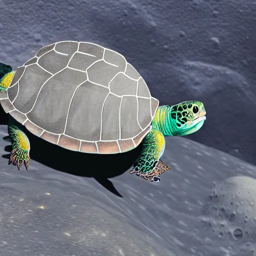 Prompt: A photorealistic turtle sitting on the moon, 8k, ultra realistic, intricate details, hyper realistic