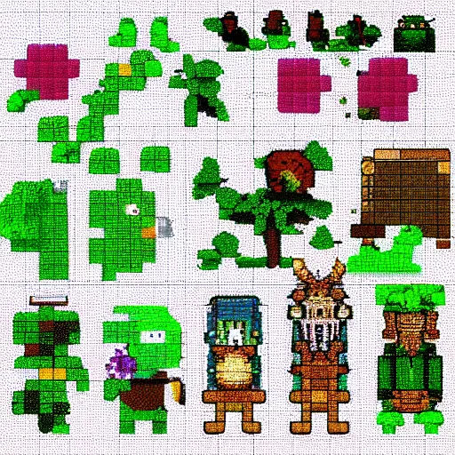 Pixel Art Spritesheet Of Various Flora And Fauna Stable Diffusion OpenArt