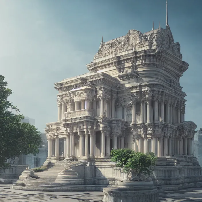 Prompt: wide shot of an architectural masterpiece, detailed, hyper real, octane render