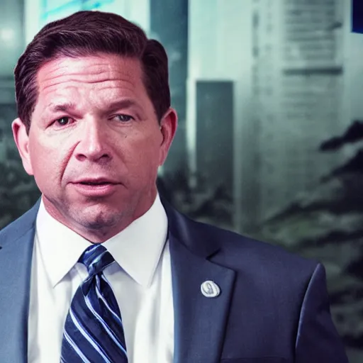 Prompt: ron desantis in a suit, sweating profusely, sweaty philtrum, runny nose, overly greasy face, emitting odor, ocatane render, unreal 5 engine