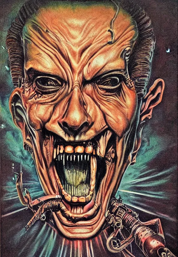 Image similar to subgenius, x - day, aliens, weird stuff, occult stuff, devil stuff, extreme detail, muted colors, vintage, stained paper, hyperrealism, stage lighting