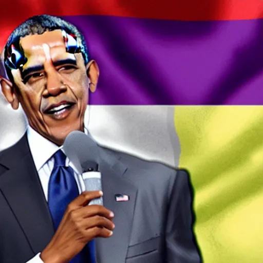 Image similar to barack obama holding the bi flag