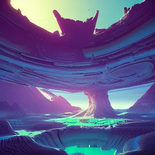 Image similar to An alien landscape by beeple and Jorge jacinto