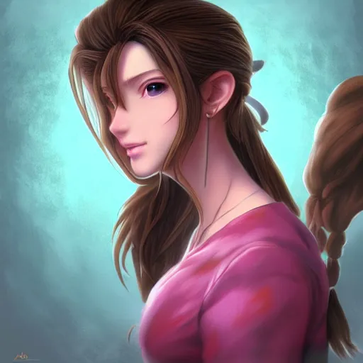 Prompt: aerith gainsborough by nick silva, ja mong, digital