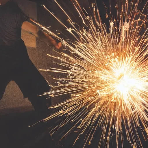 Image similar to man hitting the ground creating a explosion