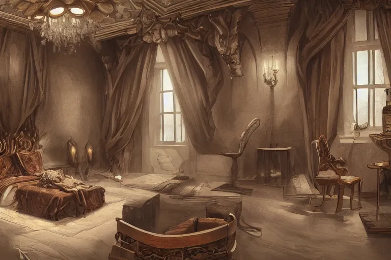 Prompt: An interior of room in style of Aeron Alfrey