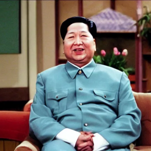 Prompt: A still of Mao Zedong in the 1990s sitcom Friends