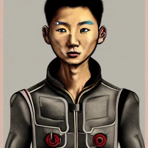 Prompt: portrait of chinese boy cyborg concept art