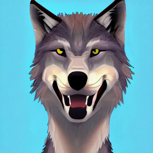 Image similar to Wolf with cap doing selfie, digital art,