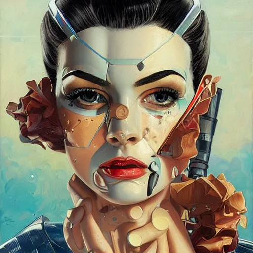 Prompt: portrait of a female android, by Sandra Chevrier and Joseph Christian Leyendecker