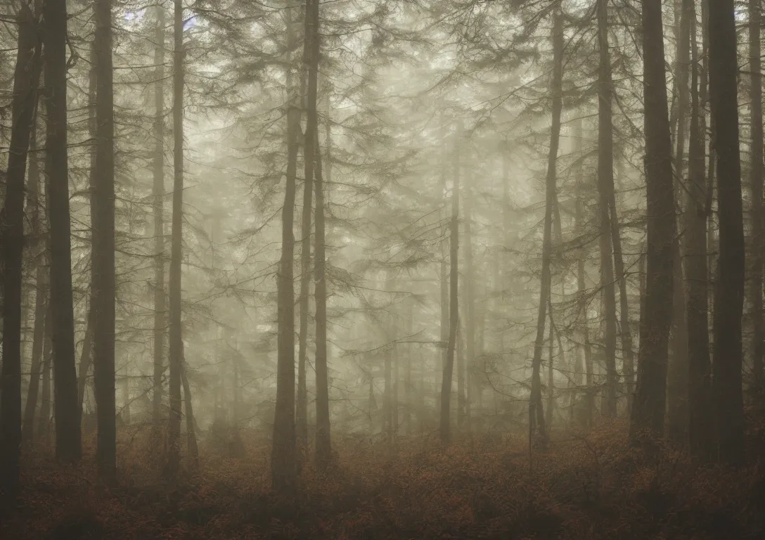 Image similar to a triangular golden structure in a foggy forest, detailed photography, dennis velleneuve, vivid colors, ultra realistic, 8 k, photography