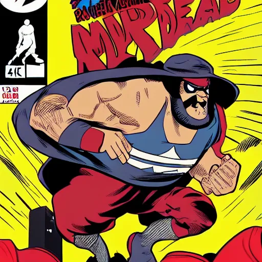 Image similar to A neck beard, reddit moderator, as a comic book hero fighting off evil,, 4k, comic book cover