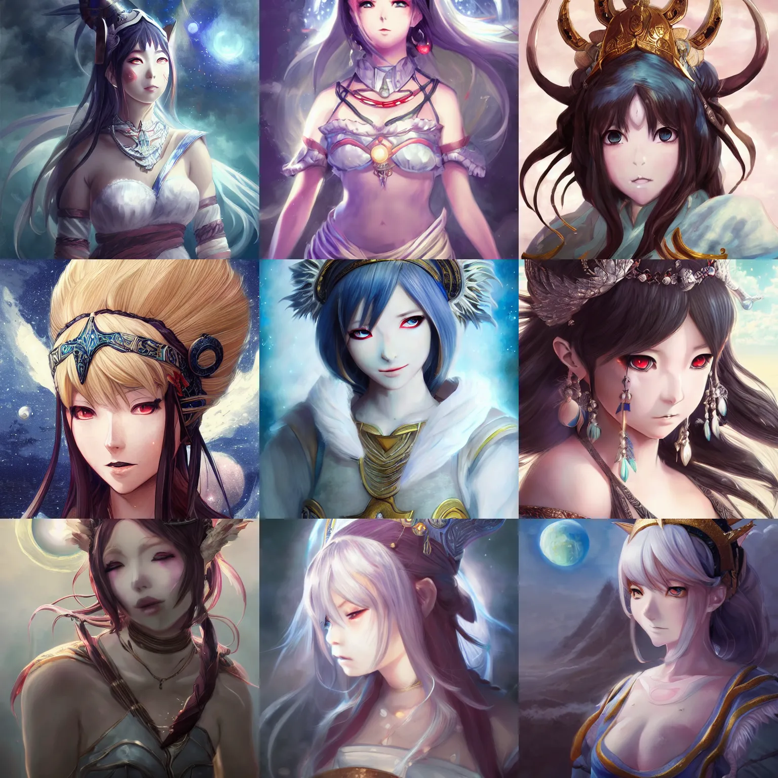 Image similar to An anime portrait of Ssunbiki as a moon goddess from Skyrim, by Stanley Artgerm Lau, WLOP, Rossdraws, James Jean, Andrei Riabovitchev, Marc Simonetti, and Sakimichan, trending on artstation