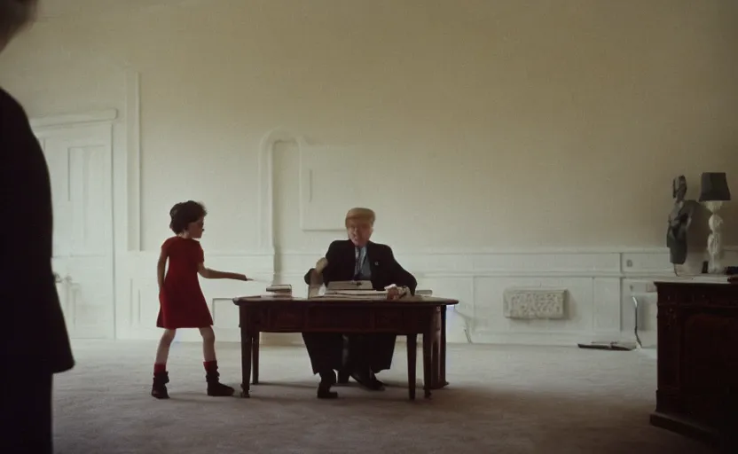 Prompt: cinestill 5 0 d candid photographic portrait by helen levitt of a dolphin being president in the oval office moody emotional cinematic, white pale concrete city, dust storm, 8 k, hd, high resolution, 3 5 mm, f / 3 2, ultra realistic faces, ex machina