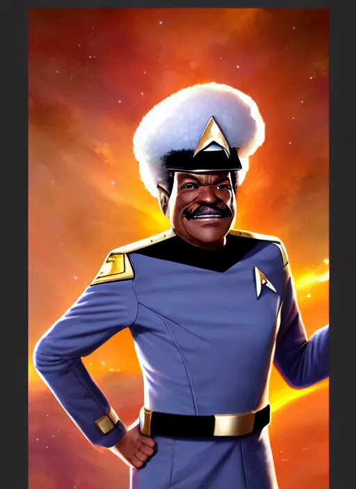 Prompt: cute star trek officer don king, natural lighting, path traced, highly detailed, high quality, digital painting, by don bluth and ross tran and studio ghibli and alphonse mucha, artgerm