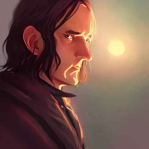 Image similar to J.R.R. Tolkien as Aragorn, ambient lighting, 4k, anime key visual, lois van baarle, ilya kuvshinov, rossdraws, artstation