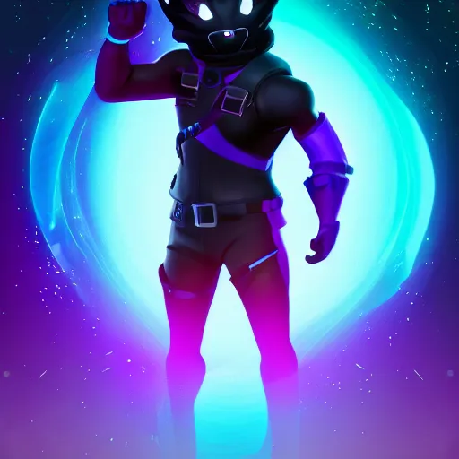 Prompt: extreme backlight an avatar of a black cat in the style of fortnite