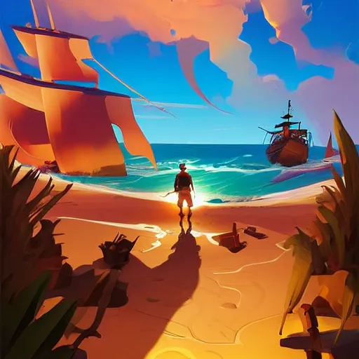 Image similar to painting treasure on sea of thieves game smooth median photoshop filter cutout vector, behance hd by jesper ejsing, by rhads, makoto shinkai and lois van baarle, ilya kuvshinov, rossdraws global illumination