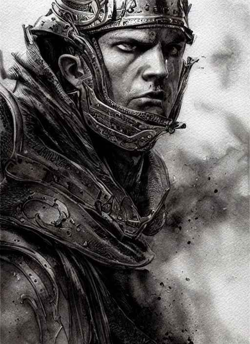 Prompt: portrait, the medieval hero, watercolor, dramatic lighting, cinematic, establishing shot, extremely high detail, foto realistic, cinematic lighting, pen and ink, intricate line drawings, by Yoshitaka Amano, Ruan Jia, Kentaro Miura, Artgerm, post processed, concept art, artstation, matte painting,