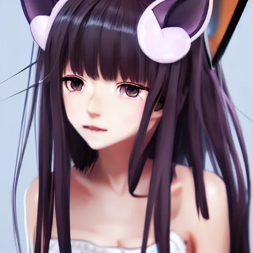 Prompt: nekopara fantastically detailed eyes cute girl portrait with cat ears modern anime style, made by Laica chrose, Mina Petrovic, WLOP!!!!!!!!!!!! modern trending professional digital art unreal Engine 4k 8k