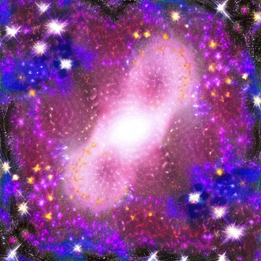 Prompt: starlight mixed with flowering galaxies, digital art