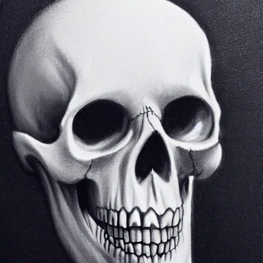 Prompt: highly realistic ghost skull portrait by an unknown artist