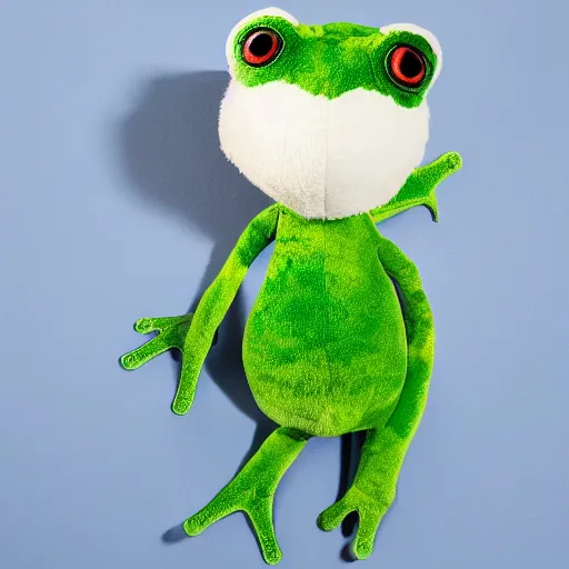 Prompt: a cute fuzzy frog plushy, studio lighting, 4K photograph