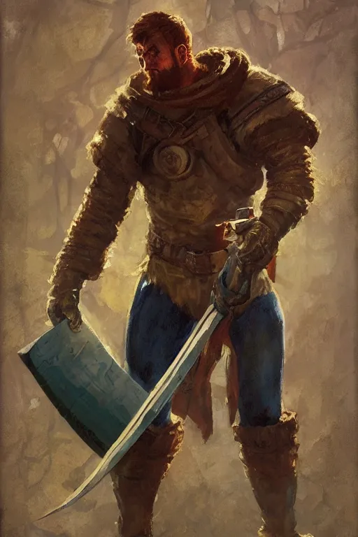 Image similar to pulp scifi fantasy illustration full body portrait marvel superhero paul bunyan carrying axe, by norman rockwell, jack kirby, bergey, craig mullins, ruan jia, jeremy mann, tom lovell, 5 0 s, astounding stories, amazing, fantasy, other worlds