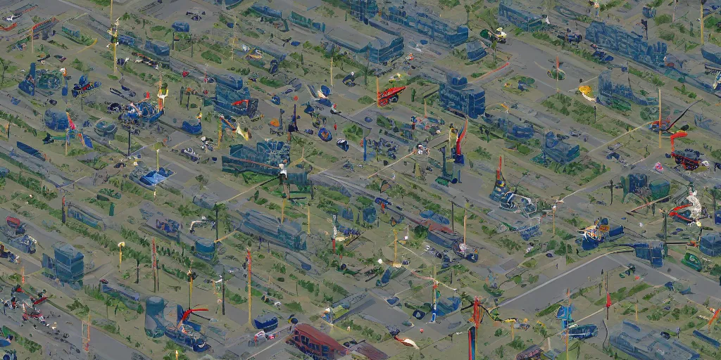 Image similar to google earth, simon stalenhag, very coherent, 4 k,