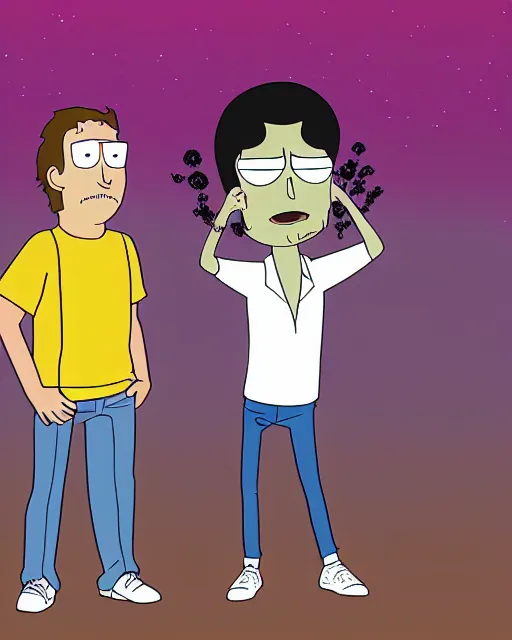 Prompt: portrait of michael jackson in the style of justin roiland. cinematic lighting. style of rick & morty. photographic, photography. by justin roiland